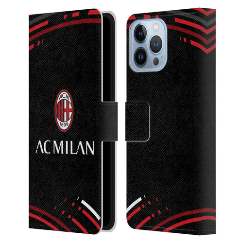 AC Milan Crest Patterns Curved Leather Book Wallet Case Cover For Apple iPhone 13 Pro Max