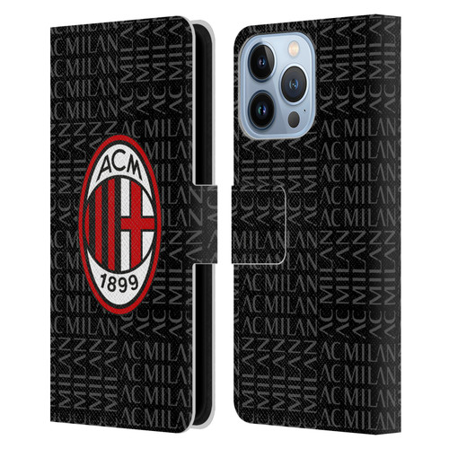 AC Milan Crest Patterns Red And Grey Leather Book Wallet Case Cover For Apple iPhone 13 Pro