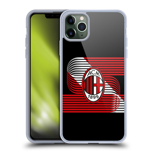 AC Milan Crest Patterns Diagonal Soft Gel Case for Apple iPhone 11 Pro Max