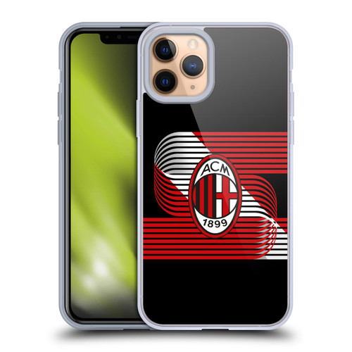 AC Milan Crest Patterns Diagonal Soft Gel Case for Apple iPhone 11 Pro & MagSafe