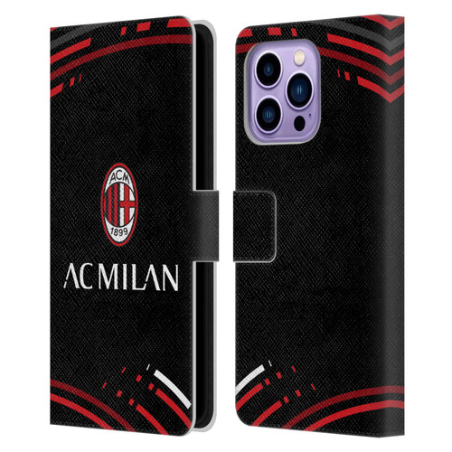 AC Milan Crest Patterns Curved Leather Book Wallet Case Cover For Apple iPhone 14 Pro Max