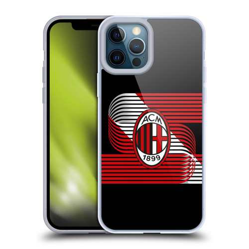 AC Milan Crest Patterns Diagonal Soft Gel Case for Apple iPhone 12 Pro Max & MagSafe