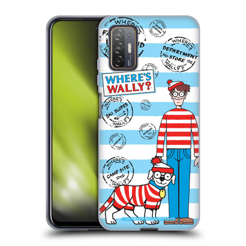 Where's Wally? Graphics Stripes Blue Soft Gel Case for HTC Desire 21 Pro 5G