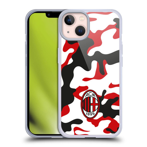 AC Milan Crest Patterns Camouflage Soft Gel Case for Apple iPhone 13