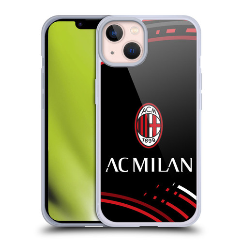 AC Milan Crest Patterns Curved Soft Gel Case for Apple iPhone 13