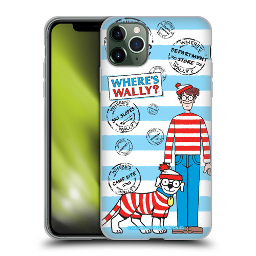 Where's Wally? Graphics Stripes Blue Soft Gel Case for Apple iPhone 11 Pro Max