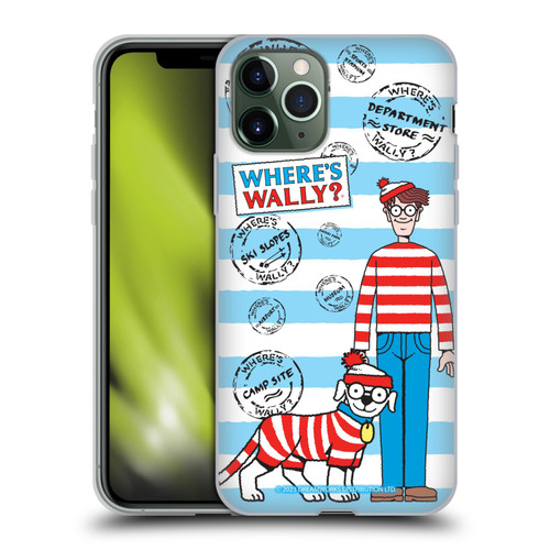 Where's Wally? Graphics Stripes Blue Soft Gel Case for Apple iPhone 11 Pro