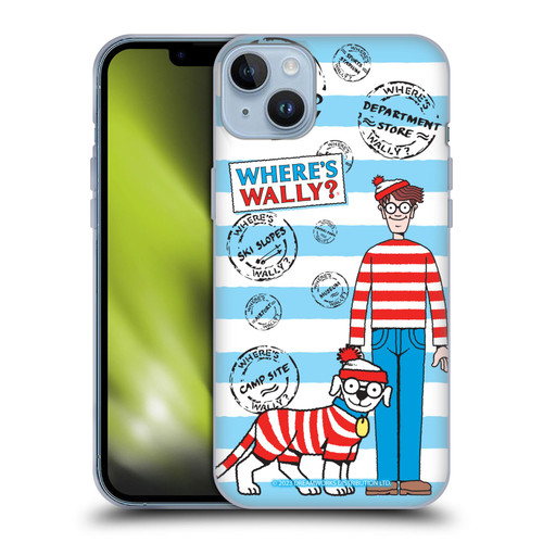 Where's Wally? Graphics Stripes Blue Soft Gel Case for Apple iPhone 14 Plus