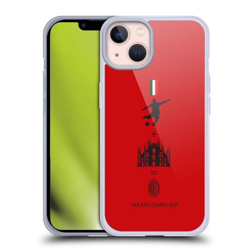 AC Milan Crest Patterns Red Soft Gel Case for Apple iPhone 13