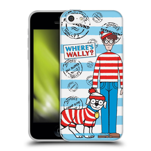 Where's Wally? Graphics Stripes Blue Soft Gel Case for Apple iPhone 5c