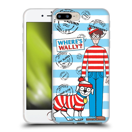 Where's Wally? Graphics Stripes Blue Soft Gel Case for Apple iPhone 7 Plus / iPhone 8 Plus