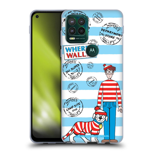 Where's Wally? Graphics Stripes Blue Soft Gel Case for Motorola Moto G Stylus 5G 2021
