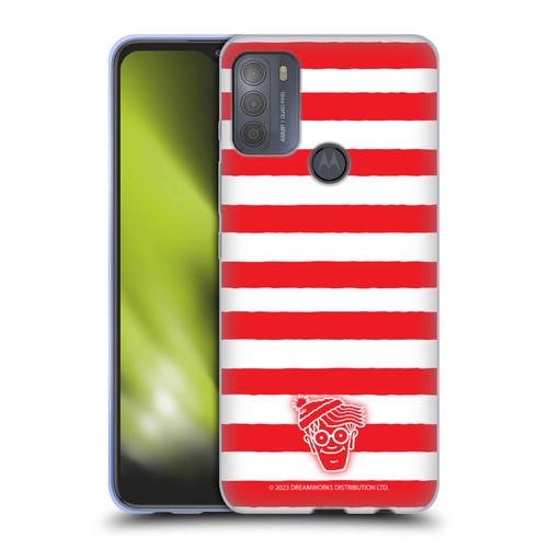 Where's Wally? Graphics Stripes Red Soft Gel Case for Motorola Moto G50