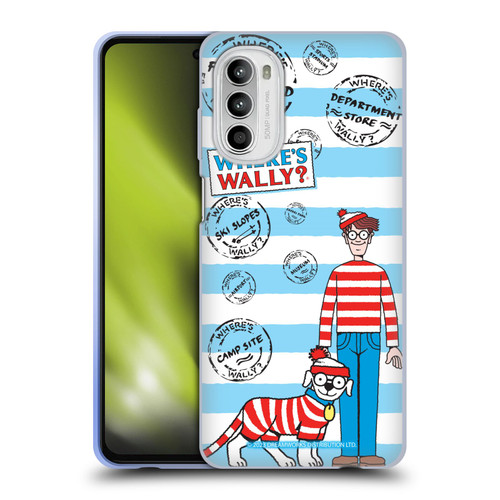 Where's Wally? Graphics Stripes Blue Soft Gel Case for Motorola Moto G52
