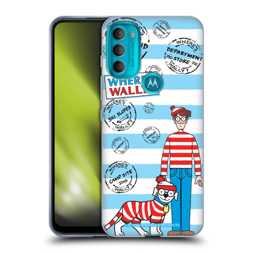 Where's Wally? Graphics Stripes Blue Soft Gel Case for Motorola Moto G71 5G