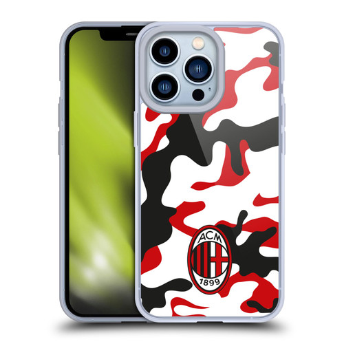 AC Milan Crest Patterns Camouflage Soft Gel Case for Apple iPhone 13 Pro & MagSafe