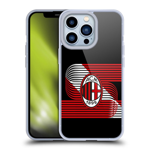 AC Milan Crest Patterns Diagonal Soft Gel Case for Apple iPhone 13 Pro