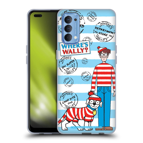 Where's Wally? Graphics Stripes Blue Soft Gel Case for OPPO Reno 4 5G