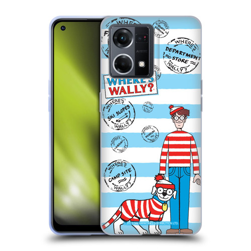 Where's Wally? Graphics Stripes Blue Soft Gel Case for OPPO Reno8 4G