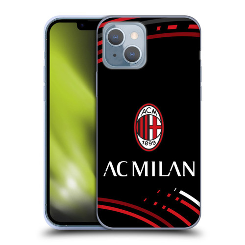 AC Milan Crest Patterns Curved Soft Gel Case for Apple iPhone 14