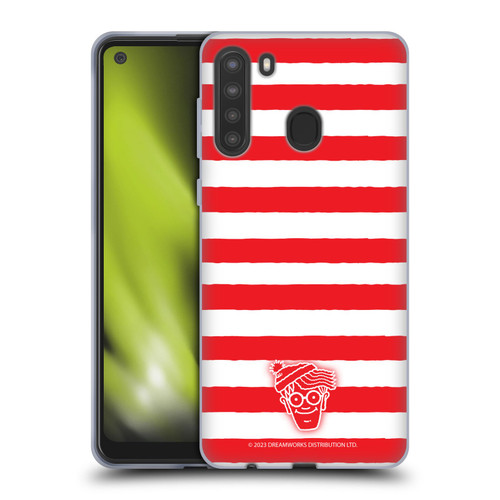 Where's Wally? Graphics Stripes Red Soft Gel Case for Samsung Galaxy A21 (2020)