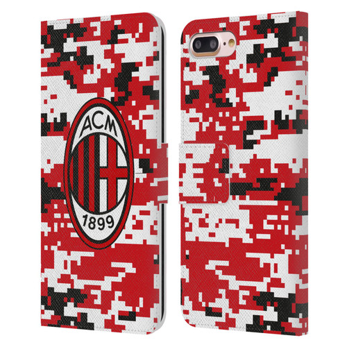 AC Milan Crest Patterns Digital Camouflage Leather Book Wallet Case Cover For Apple iPhone 7 Plus / iPhone 8 Plus