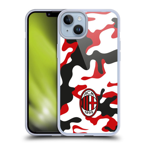 AC Milan Crest Patterns Camouflage Soft Gel Case for Apple iPhone 14 Plus & MagSafe