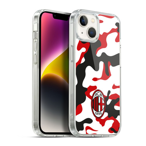 AC Milan Crest Patterns Camouflage Soft Gel Case for Apple iPhone 14 Plus & MagSafe