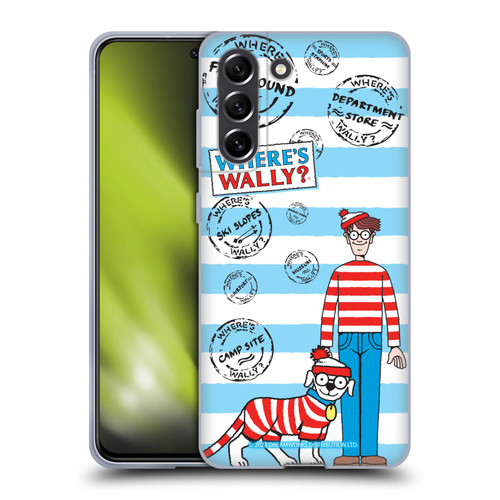 Where's Wally? Graphics Stripes Blue Soft Gel Case for Samsung Galaxy S21 FE 5G