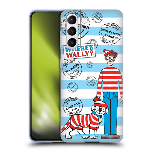 Where's Wally? Graphics Stripes Blue Soft Gel Case for Samsung Galaxy S21 5G