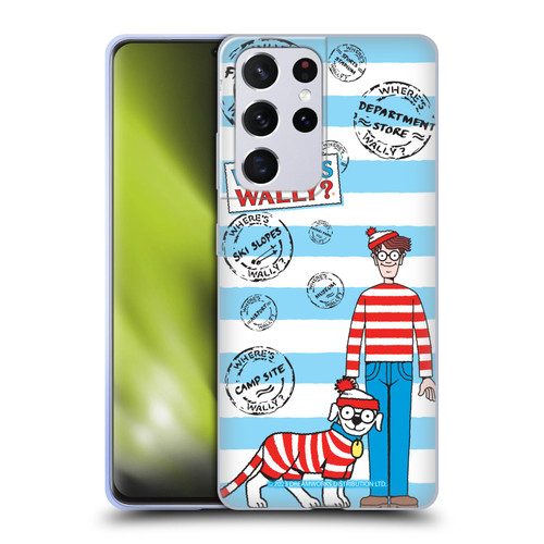 Where's Wally? Graphics Stripes Blue Soft Gel Case for Samsung Galaxy S21 Ultra 5G