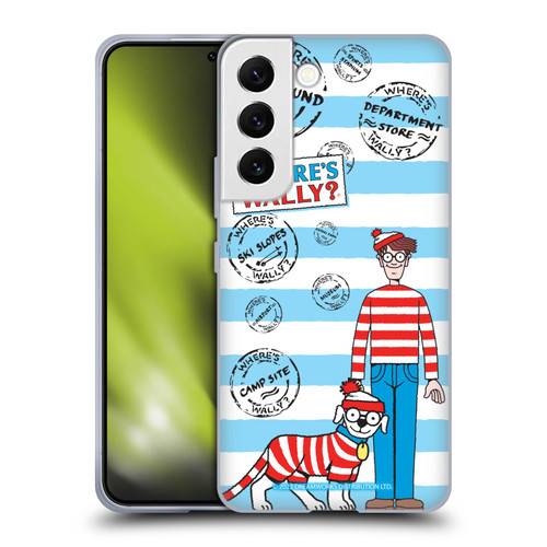 Where's Wally? Graphics Stripes Blue Soft Gel Case for Samsung Galaxy S22 5G