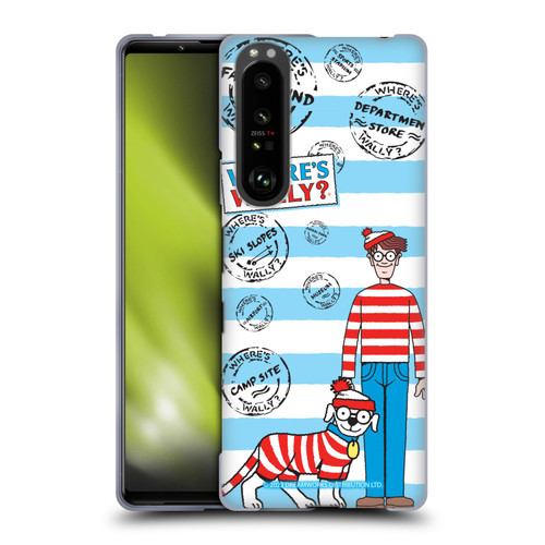 Where's Wally? Graphics Stripes Blue Soft Gel Case for Sony Xperia 1 III
