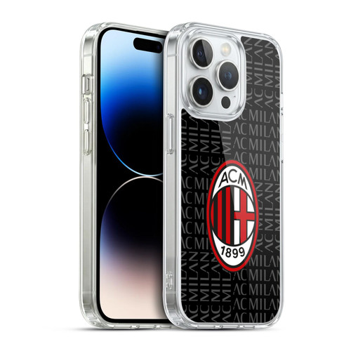 AC Milan Crest Patterns Red And Grey Soft Gel Case for Apple iPhone 14 Pro & MagSafe