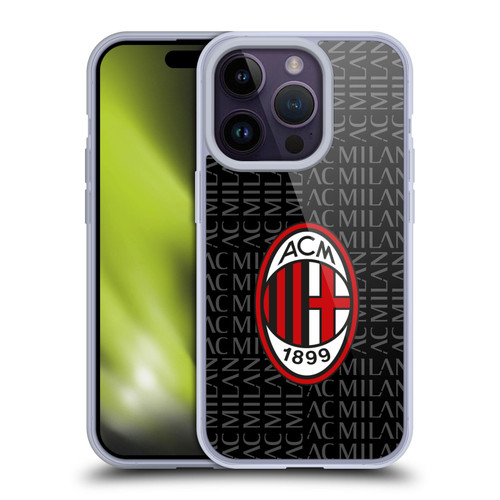 AC Milan Crest Patterns Red And Grey Soft Gel Case for Apple iPhone 14 Pro
