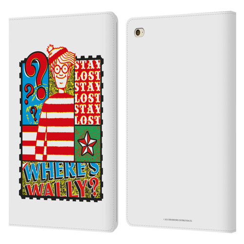 Where's Wally? Graphics Stay Lost Leather Book Wallet Case Cover For Apple iPad mini 4