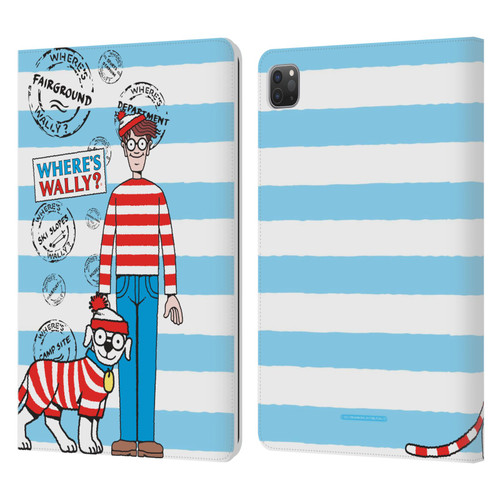 Where's Wally? Graphics Stripes Blue Leather Book Wallet Case Cover For Apple iPad Pro 11 2020 / 2021 / 2022