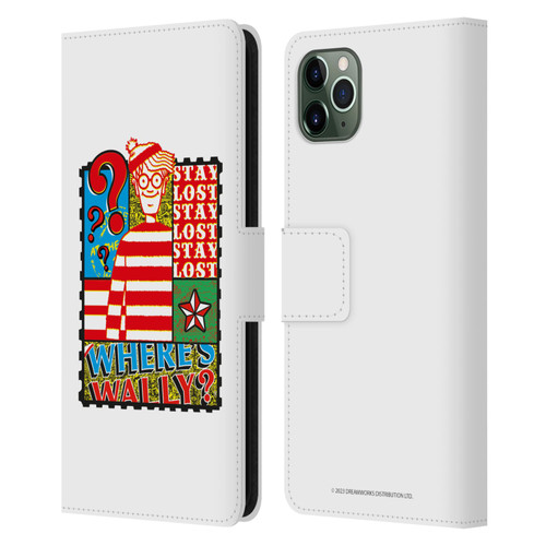 Where's Wally? Graphics Stay Lost Leather Book Wallet Case Cover For Apple iPhone 11 Pro Max