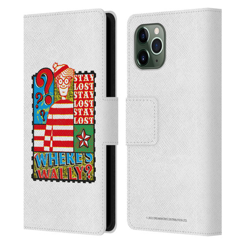 Where's Wally? Graphics Stay Lost Leather Book Wallet Case Cover For Apple iPhone 11 Pro