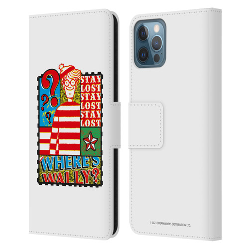 Where's Wally? Graphics Stay Lost Leather Book Wallet Case Cover For Apple iPhone 12 / iPhone 12 Pro