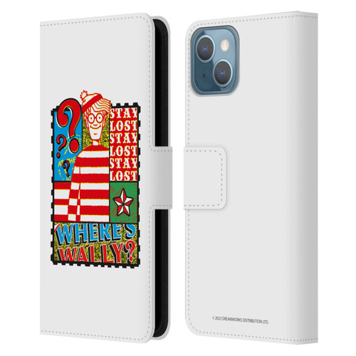 Where's Wally? Graphics Stay Lost Leather Book Wallet Case Cover For Apple iPhone 13