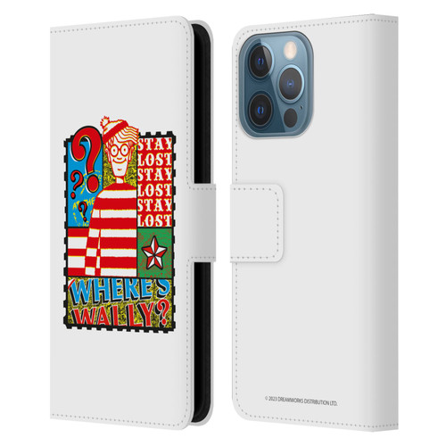 Where's Wally? Graphics Stay Lost Leather Book Wallet Case Cover For Apple iPhone 13 Pro