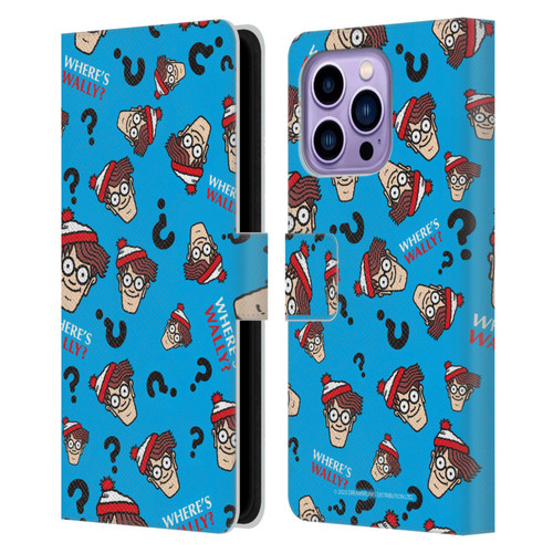 Where's Wally? Graphics Head Pattern Leather Book Wallet Case Cover For Apple iPhone 14 Pro Max