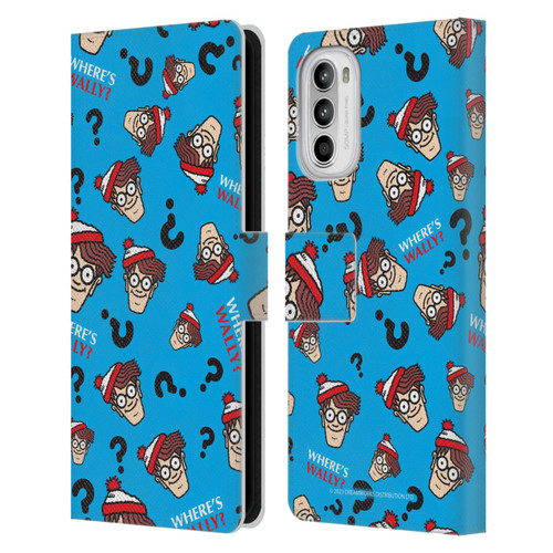 Where's Wally? Graphics Head Pattern Leather Book Wallet Case Cover For Motorola Moto G52