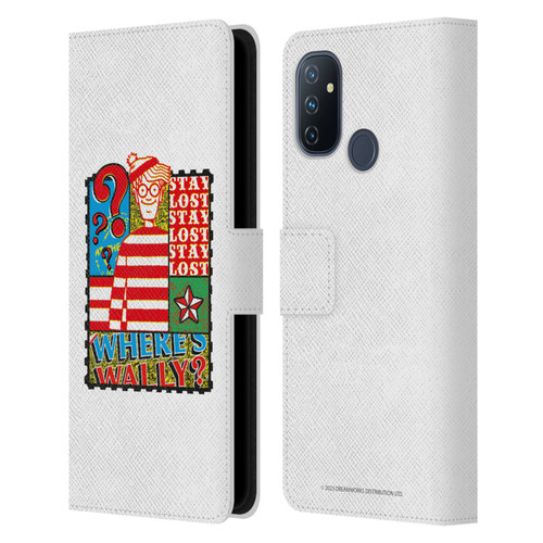 Where's Wally? Graphics Stay Lost Leather Book Wallet Case Cover For OnePlus Nord N100