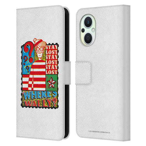 Where's Wally? Graphics Stay Lost Leather Book Wallet Case Cover For OPPO Reno8 Lite