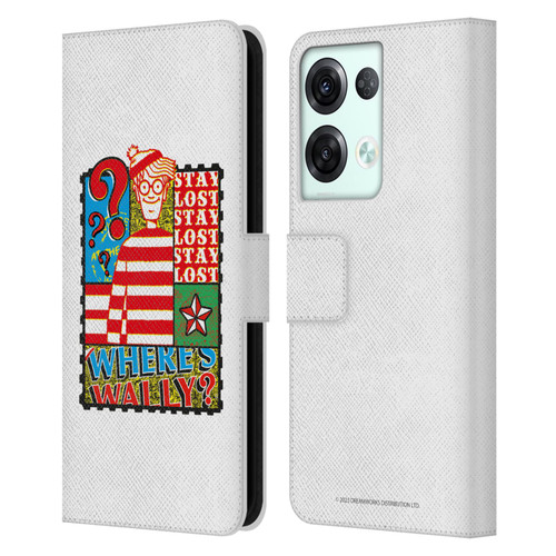 Where's Wally? Graphics Stay Lost Leather Book Wallet Case Cover For OPPO Reno8 Pro