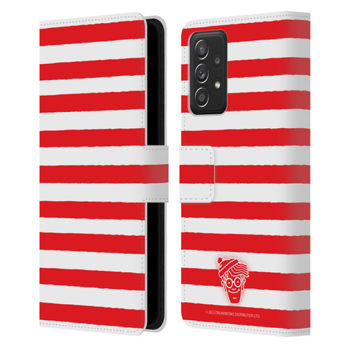 Where's Wally? Graphics Stripes Red Leather Book Wallet Case Cover For Samsung Galaxy A52 / A52s / 5G (2021)