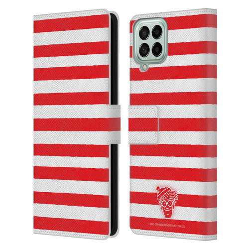 Where's Wally? Graphics Stripes Red Leather Book Wallet Case Cover For Samsung Galaxy M33 (2022)