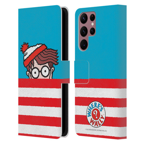 Where's Wally? Graphics Half Face Leather Book Wallet Case Cover For Samsung Galaxy S22 Ultra 5G